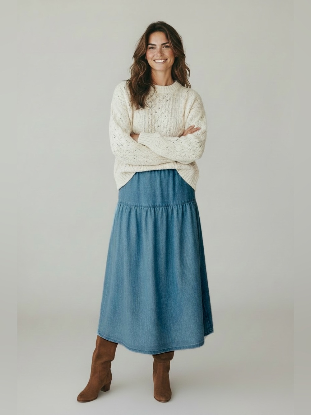 Vintage Maggie Breen Denim Blue Midi Skirt